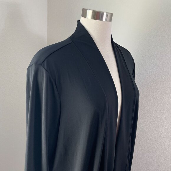 Susan Graver Womens Plus 1X Premier Black Open Front Cardigan Stretch Pockets - Picture 2 of 10